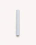 Aritual mallet, a suede-wrapped cylinder in pale blue-grey